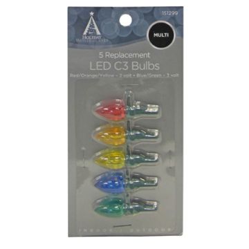 Holiday Wonderland, C3 2&3 Volt LED Replacement Bulbs Multi, 5 pack