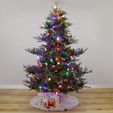 Layered Minnetonka Fir with Multi Colored C9 & M4 Lights, Gabriel Tree® Artificial Christmas Tree