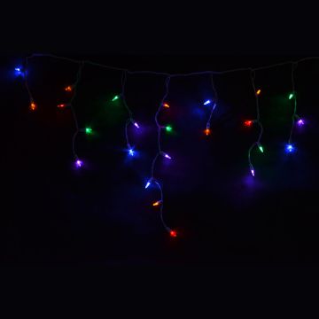 Holiday Bright Lights LED T5 Icicle Lights Multi-Colored 70 Lights White Cord 9.5FT