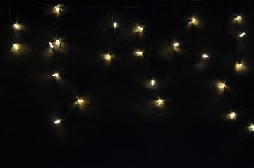 LED Traditional Mini (T5) Warm White Icicle Lights, Green Cord, 70 Light Set