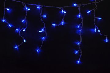 LED Traditional Small (C3) Blue Icicle Lights, 105 Light Set