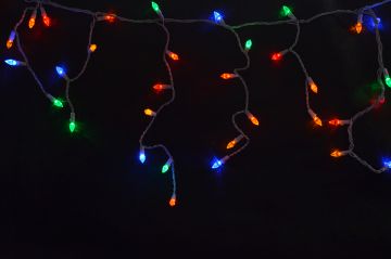 LED Traditional Small (C3) Multi-Color Icicle Lights, 105 Light Set