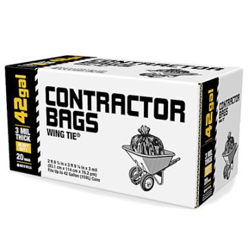 Sunbelt Contractor 3 mil Bags with Wing Ties 42 Gallon 20ct