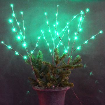 Gabriel Lights® LED Twigs 60 Green Steady Lights on Brown Branches, 3 pack