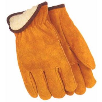 Midwest Pile Lined Work Glove Split Suede Cowhide Elastic Cuff