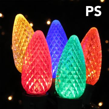 Holiday Bright Lights, C9 PS LED Faceted Bulbs Multi, 25 Lights