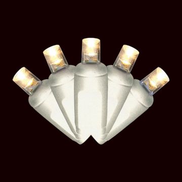 Holiday Bright Lights 5mm Wide Angle Warm White Balled 50 Lights White Cord 24.5FT