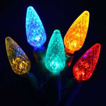 Holiday Bright Lights LED C6 Facet Multi-Colored String Lights