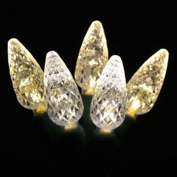 Holiday Bright Lights LED C6 Facet Warm White String Lights