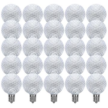 G50 Bulbs, Pure White, LED, 25 Pack