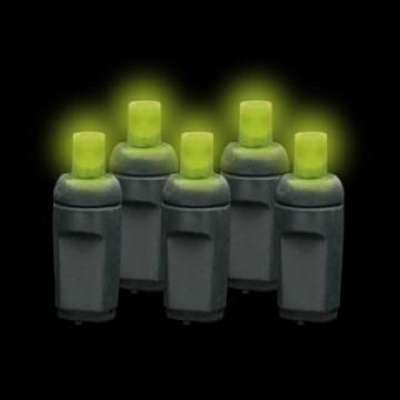 S4 Lights, LED 5mm Lime Frosted with Black Cord, 50 Lights