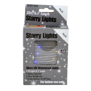 Holiday Bright Lights Starry Micro LED Multi-Color 20 Light Silver Wire 