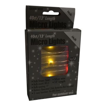 Holiday Bright Lights Starry Micro Multi-Color 40 Lights Silver Wire 13FT
