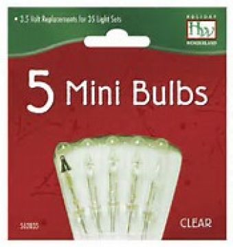 Holiday Wonderland, T5 3.5 Volt Incandesent Mini Bulbs Clear, 5 Pack (for 35 Light Sets)