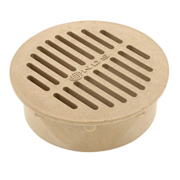 NDS Round Grate, 6in, Connects to 6 in. Spee-D® Basin, 6 in. Drain Pipes and Fittings, Sand