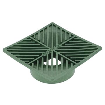 NDS Square Grate, 6 in, Connects to 3 in. and 4 in. Drain Pipes and Fittings, Green