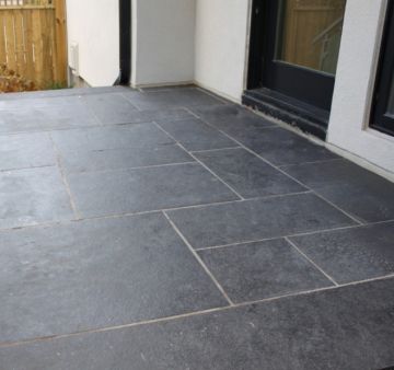 Oakville Black Limestone Gauged Pavers, Natural Stone Pattern #1