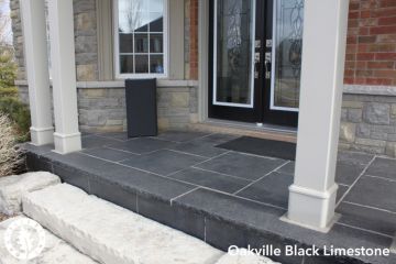 Oakville Black Limestone Gauged Square Pavers, Natural Stone, 24" x 24"