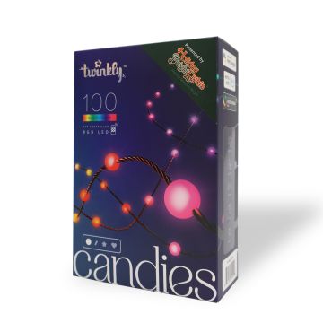 Twinkly LED Big-Seed Pearl Candies RGB Color-Changing 100 Lights Green Wire 9.8FT