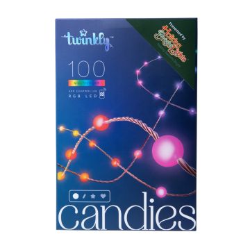 Twinkly LED Big-Seed Pearl Candies RGB Color-Changing 100 Lights Transparent Cord 9.8FT