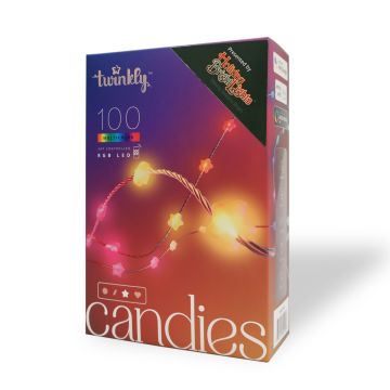 Twinkly LED Big-Seed Star Candies RGB Color-Changing 100 Lights Transparent Wire 9.8FT