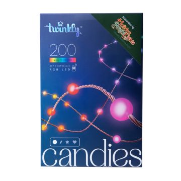 Twinkly LED -Big-Seed Pearl  Candies 200 Lights Transparent Wire