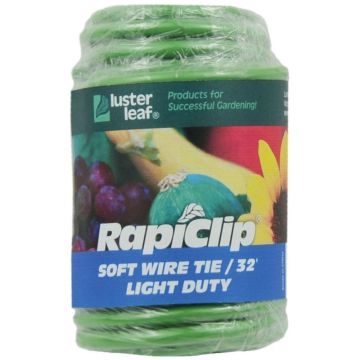 Luster Leaf RapiClip Soft Wire Tie, Light Duty, Green, 32'
