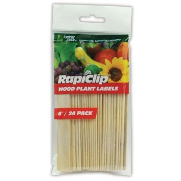 RapiClip Wood Plant Labels, 6"" - 24 Pack