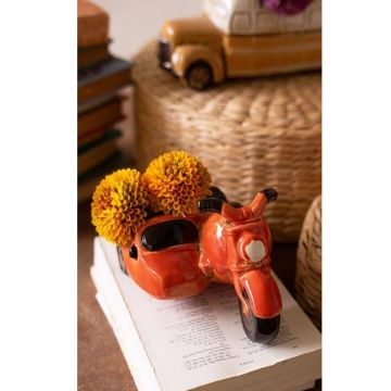 Kalalou Ceramic Motorcycle with Sidecar Planter