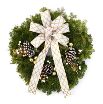 'Gertens Signature' Traditional Christmas Wreath with White Accents