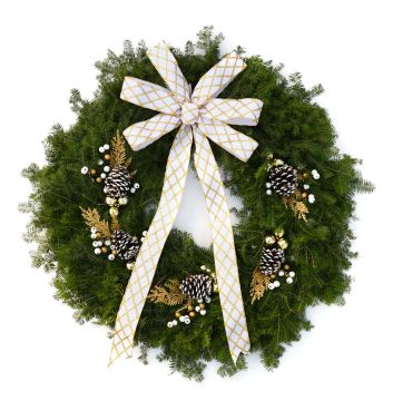 'Gertens Signature' Deluxe Traditional Christmas Wreath with White Accents