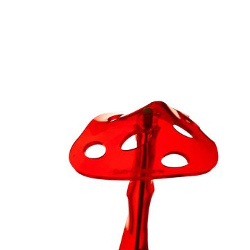Sun Glowz Red Fluorescent Mushroom with Round Holes, 7" Tall