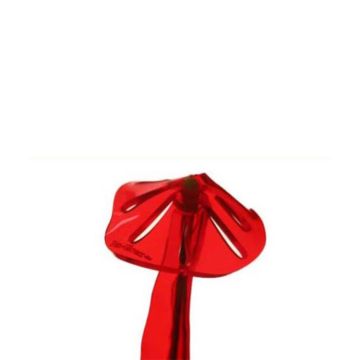 Sun Glowz Red Fluorescent Mushroom with Teardrop Holes, 7" Tall