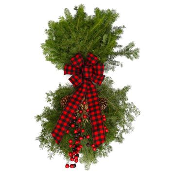 Swag, 'Winterberry Deluxe' Buffalo Plaid