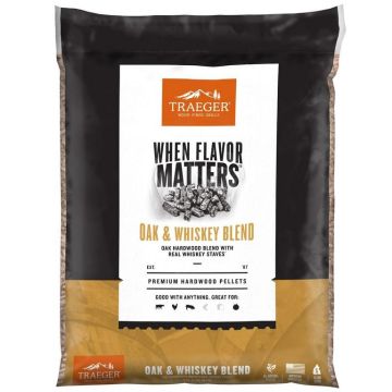 Traeger Wood Pellets, Oak & Whiskey Blend 20 lbs