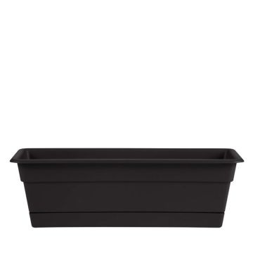 Bloem, Dura Cotta Window Box Planter with Tray, Black