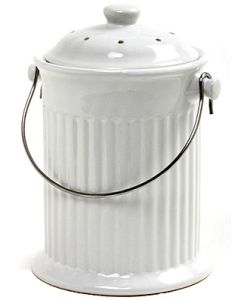 White Ceramic Counter Top Compost Keeper, Gallon