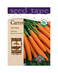 Daucus, Carrot Nantes 'Scarlet' Organic Heirloom Seed Tape 6.6 ft