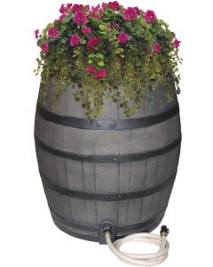 Barrel, Whiskey Rain Barrel with Integrated Planter, 50 Gallon