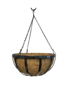 Border Concepts, Traditional Hanging Basket with Coco Liner Black Vinyl Coated, 18"