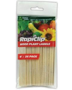 RapiClip Wood Plant Labels, 6"" - 24 Pack