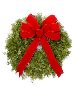 'Balsam Fir' with Red Bow Wreath