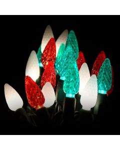 Gabriel Lights® LED C6 Facet Green, Red & Frost Warm White String Lights