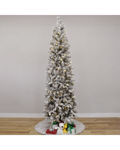 Minnesota Nisswa Fir Pencil Flocked with Dual LEDs, Gabriel Tree® Artificial Christmas Tree