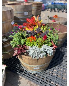 Whiskey Barrel Fall Arrangement