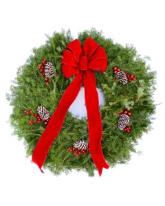 'Gertens Signature' Traditional Christmas Wreath with Frosted Cones