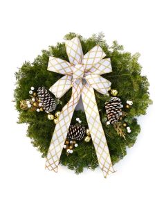 'Gertens Signature' Traditional Christmas Wreath with White Accents
