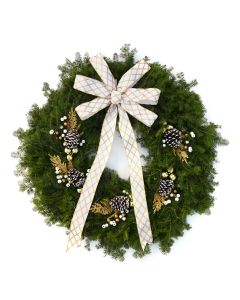 'Gertens Signature' Deluxe Traditional Christmas Wreath with White Accents