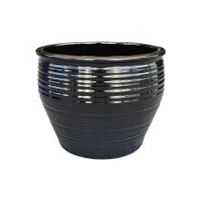 LOTUS Whirl Glazed Planter Black
