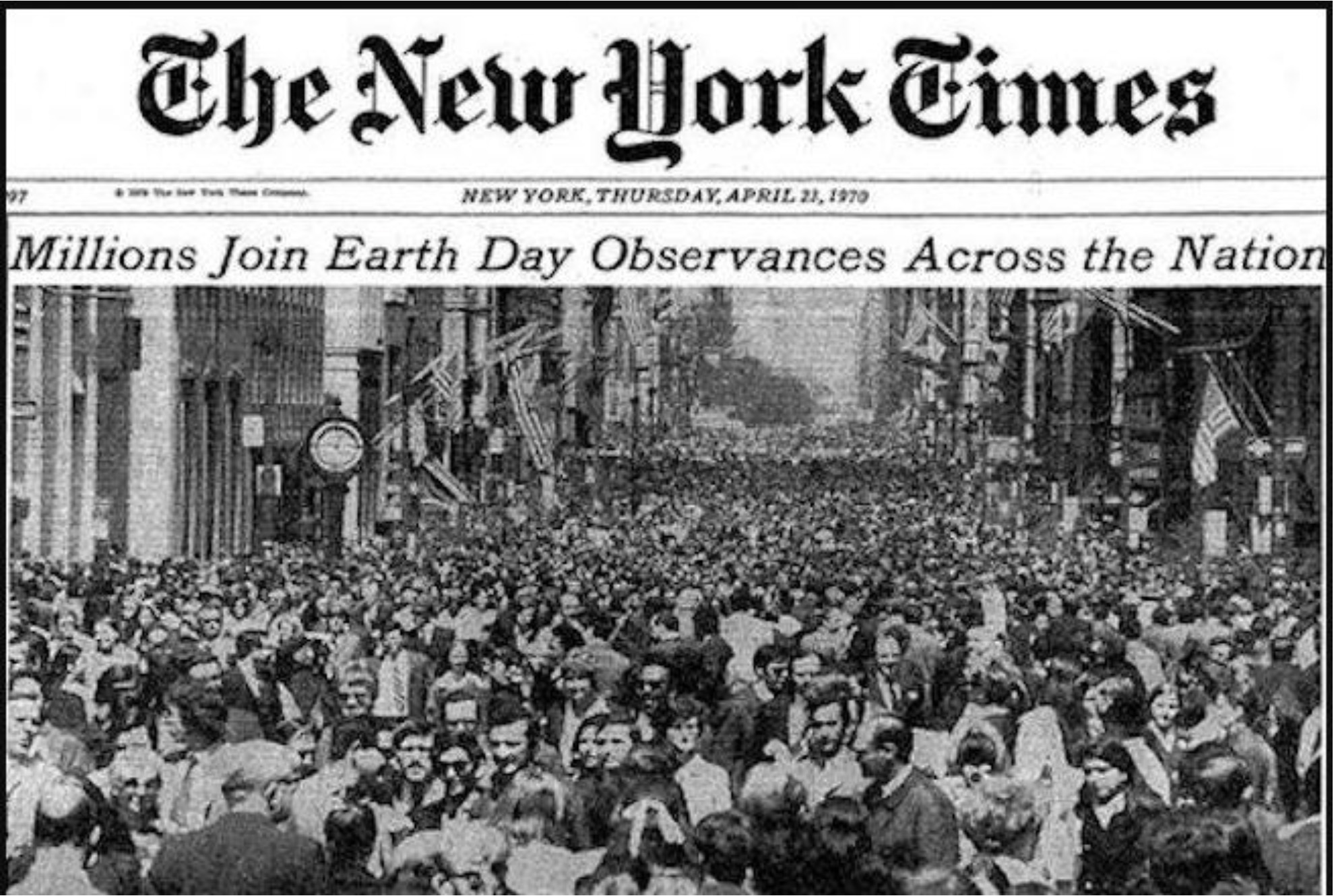 Newspaper clipping of first observed Earth Day